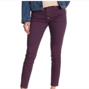 EUC Tahari Size 2/26 Purple Amelia Button Fly Skinny Jeans!